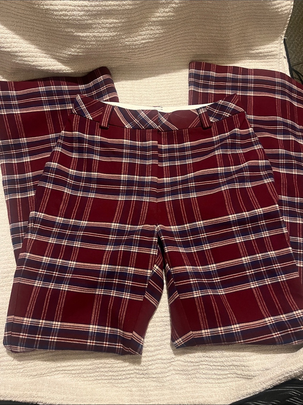 Sunday Best Burgundy Plaid Boot-Cut Pants
